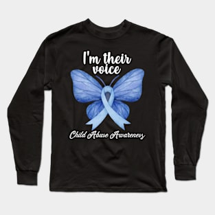 Child Abuse Prevention Awareness Month Blue Ribbon gift idea Long Sleeve T-Shirt